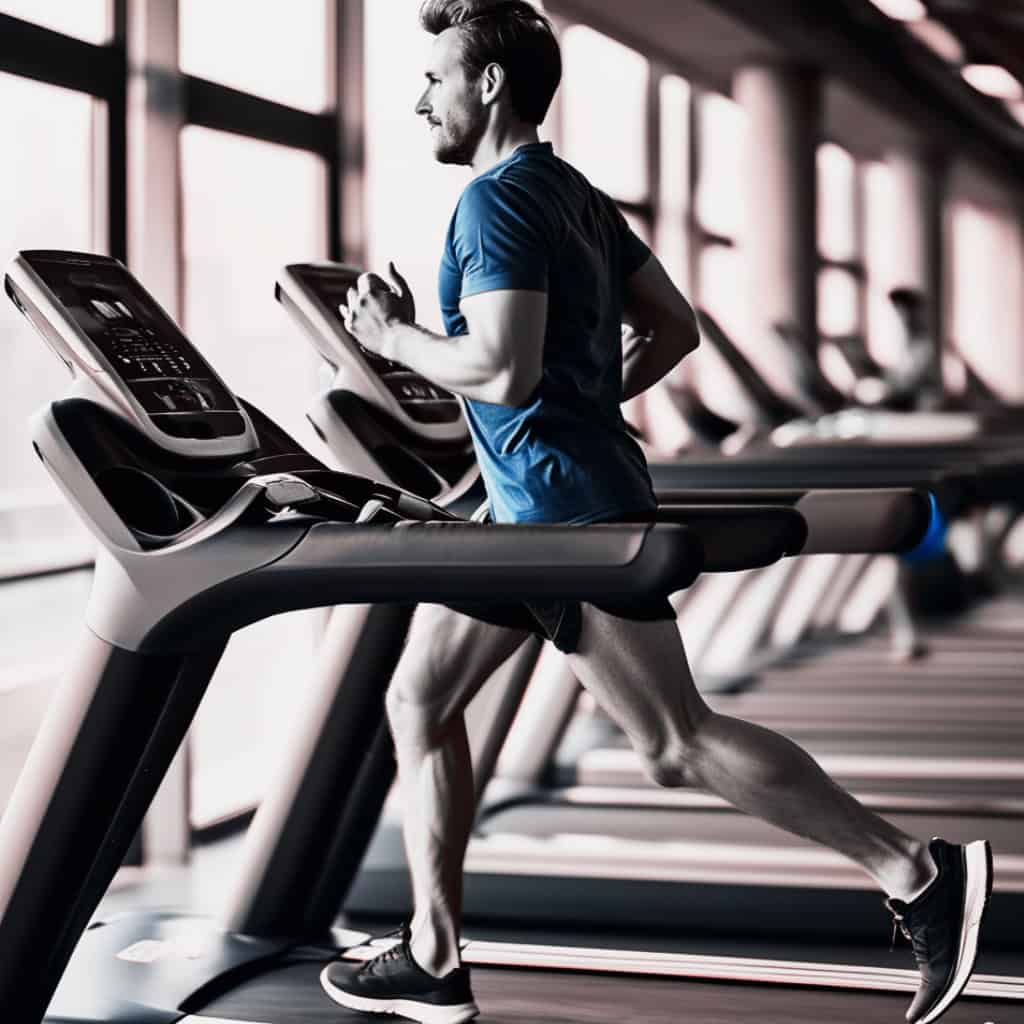 A man running on treadmill following active lifestyle.